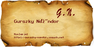 Gurszky Nándor névjegykártya